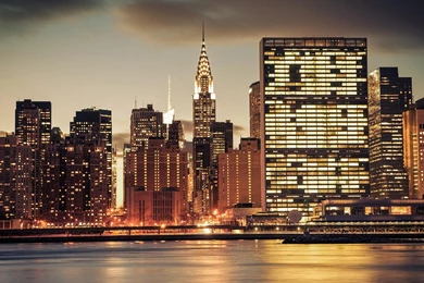 York City Lights Skyline Chrysler Building Cities Wallpapers
