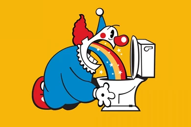 Rainbows,clowns,yellow Background,toilets Backgrounds Wallpapers