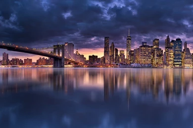 Landscape, Cityscape, Skyscraper, Bridge, Lights, Clouds ...