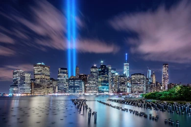 Brooklyn Bridge Night City Cities Urban New York Usa America ...