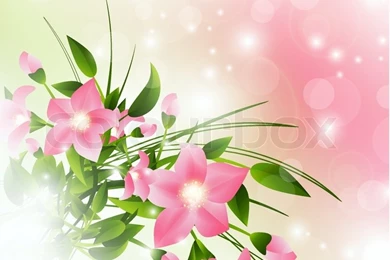 Pink Flowers Over Pink Backgrounds With Lights