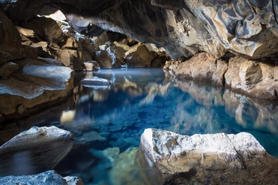 Cave Rock Stone River Reflection D Wallpapers