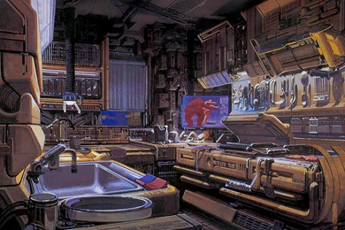 Futuristic Kitchen Artwork Syd Mead Wallpapers