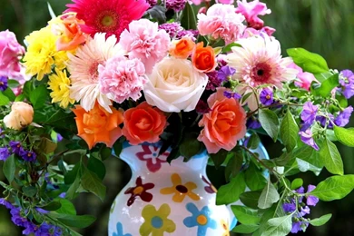 Download Wallpapers 2048x2048 Roses, Gerberas, Carnations, Flowers ...