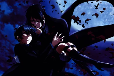 Download Wallpapers 3840x2160 Kuroshitsuji, Boy, Girl, Petals, Moon ...