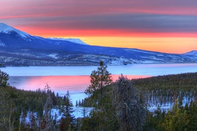 Mountain Lake Sunset Nature HD Desktop Wallpapers : Widescreen ...