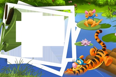 Kids Transparen PNG Photo Frame With Tigger And Kanga