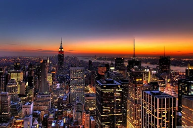 New York City Sunset And Waterfront Building Scenery