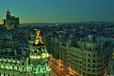Madrid City At Night Scenery