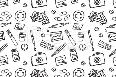 Wallpapers Medical Icons Black Seamless Pattern Stock Vector Art ...