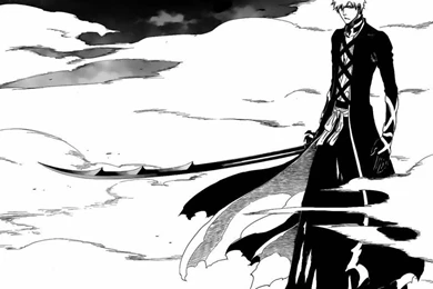 Wallpaper: Ichigo Bankai, Bleach, Anime Boy, Handsome, Black And ...