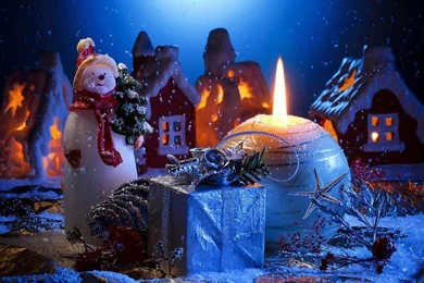 Download Wallpapers 3840x2160 Candle, Snowman, Gift, Home, Holiday ...