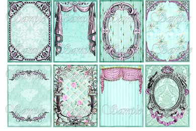 Whimsical Turquoise ATC Digital Collage By TheHouseAcrosstheBay