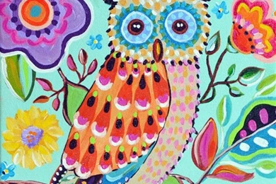 Whimsical Owl Original Canvas Painting