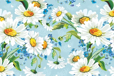 Download Wallpapers 1680x1050 Background, Drawing, Flowers, Daisies ...