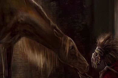 Download Wallpapers 1080x1920 Horse, Stable, Skeleton, Damnation ...