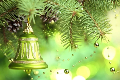 Merry Christmas Green Bells Wallpapers   1440x900   369076