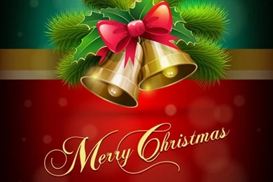 Merry Christmas bells and bow background vector.jpg