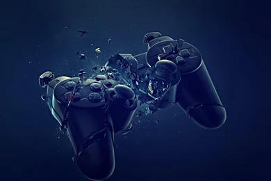 Abstract Blue Black Dark Broken PlayStation Joysticks Controller ...