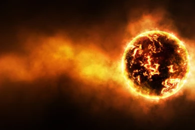 Wallpapers Ball Of Fire Outer Space Planets Glow Fireball ...