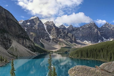 Mountain Lake Forest Trees Landscape Wallpapers