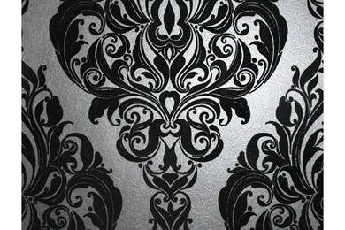 Kinky Vintage Black Flock Wallpapers