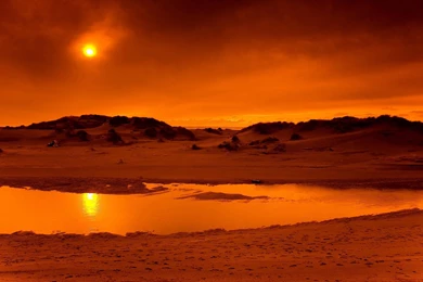 Download Wallpapers 3840x2400 Desert, Oasis, Heat, Hot, Orange, Sun ...