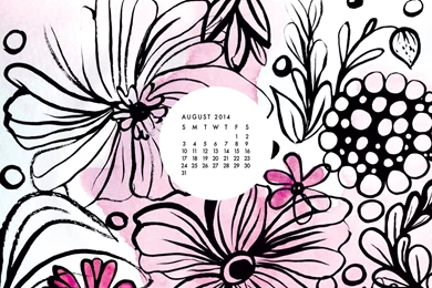 Paper Squid ❤: INK & FLOWERS FOR AUGUST   2 DESKTOP WALLPAPERS