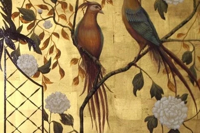 Two Chinoiserie Panels Painted On 23.5 Carat Gold Leaf. Incredible ...