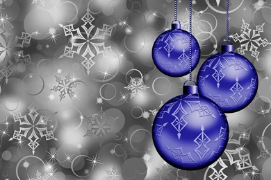 Blue Christmas Tree Balls On A Gray Backgrounds On Christmas ...