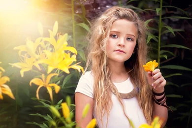 Cute Little Girl, Portrait, Yellow Flowers Wallpaper,Cute HD ...