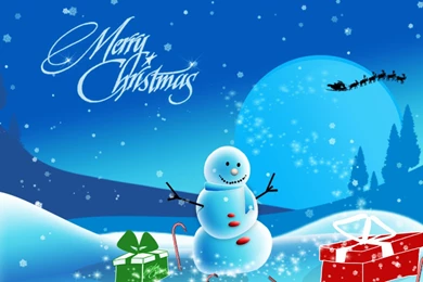 SNOWMAN AND PRESENTS CHRISTMAS WALLPAPER   (