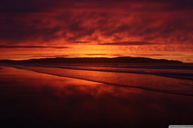 Red Sunset Beach HD Desktop Wallpapers : High Definition ...