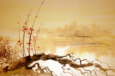 Painting Of Swashbuckle Girl With Sword And Chinese Costume