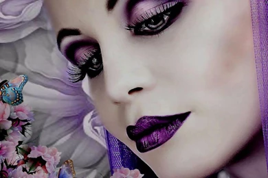 ROYAL PURPLE FLORAL FANTASY GIRL WALLPAPER   (