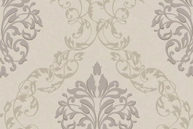 Purple Leafy Damask Ogee Wallpapers