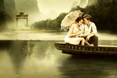 Love Couple Boat Painting Umbrella Wallpapers   HD Free Wallpapers
