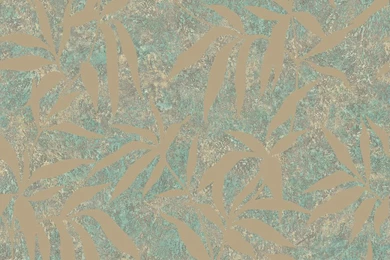 Crown Baylis Leaf Effect Wallpapers In Teal And Gold   M1017
