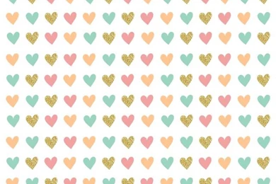 Ditsy Hearts Pink Gold Teal Coral Iphone Wallpapers Phone ...