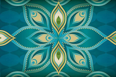 Blue Teal And Gold Exotic Indian Pattern Wallpapers Mural ...