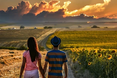 Love Coutry Road Couple Wallpapers