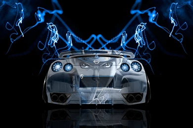 Tony Kokhan Nissan Gtr R35 Jdm Back Anime Aerography Blue Neon ...