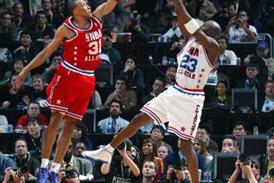 Jordan Last Shot At His Last Allstar On Shawn Marion