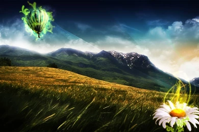 Mountain Balloon Ride Nature Scenary Free Wallpapers ~ Fantasy For ...