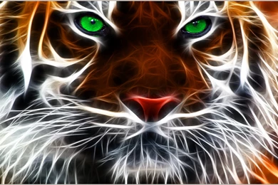 Wallpapers Fractal Tiger Eyes Light Tigers Fractalius Green Bengal ...