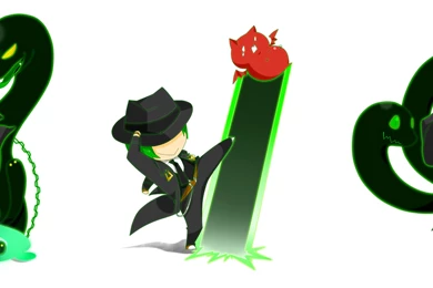 Blazblue Chibi Echigoya Gloves Green Eyes Green Hair Hat Hazama ...