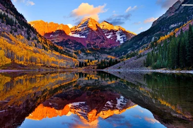 Lake Reflecting The Autumn Colors, Mountain, Tree, Forest, Sky ...