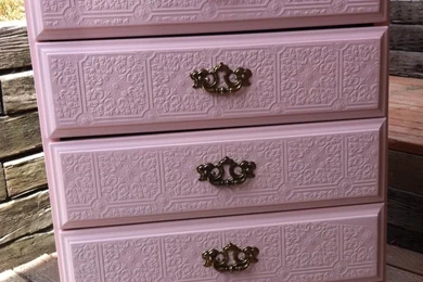 Old Dresser Turned New  Covered With Textured Wall Paper And ...