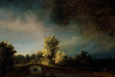 My Free Wallpapers   Artistic Wallpapers : Rembrandt   The Stone Bridge