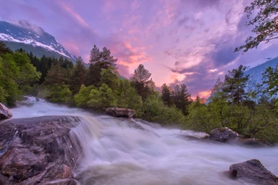 Spectacular Mountain Stream In Norway (